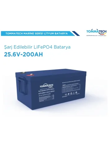 TommaTech 25.6V 200Ah LFP Marine Batarya ABS PC Kasa LiFePO4