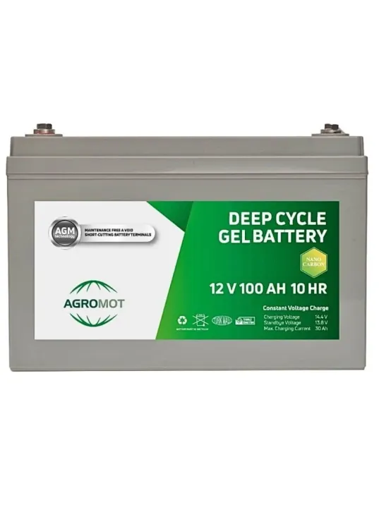 Agromot 12V 100Ah Jel Akü - Nano Carbon Deep Cycle