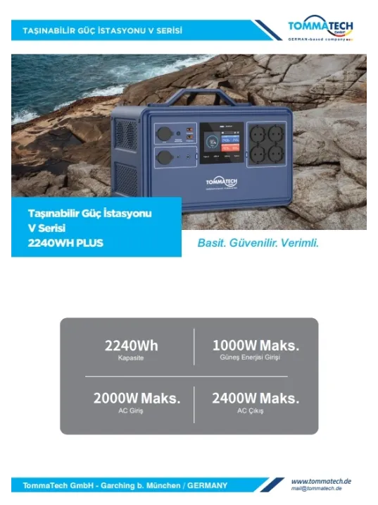 Tommatech 2240Wh Taşınabilir Güç Kaynağı Power Station Lifepo4 -Jeneratör - Rka Enerji