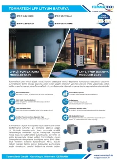 TommaTech 25.6V 204Ah Modüler LiFePO4 Lityum Batarya TommaTech 25.6V 204Ah Modüler LiFePO4 Lityum Batarya