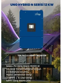 TommaTech Uno Hybrid N Serisi 12kW Tek Faz Hibrit İnverter TommaTech Uno Hybrid N Serisi 12kW Tek Faz Hibrit İnverter
