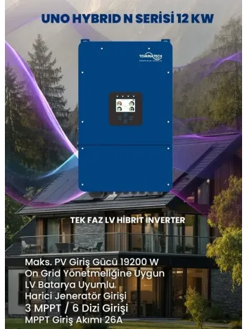 TommaTech Uno Hybrid N Serisi 12kW Tek Faz Hibrit İnverter