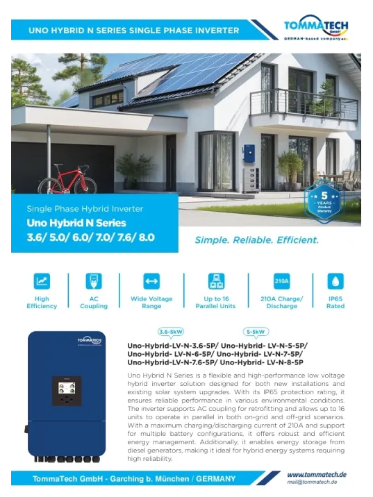 TommaTech  N Serisi Uno Hybrid Tek Faz 8 kW İnverter