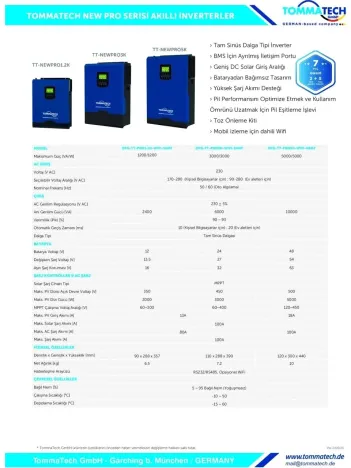 Tommatech 5kw New Pro Akıllı Inverter - 48V Mppt Tam Sinüs - Off-Grid Solar Sürücü - Rka Enerji